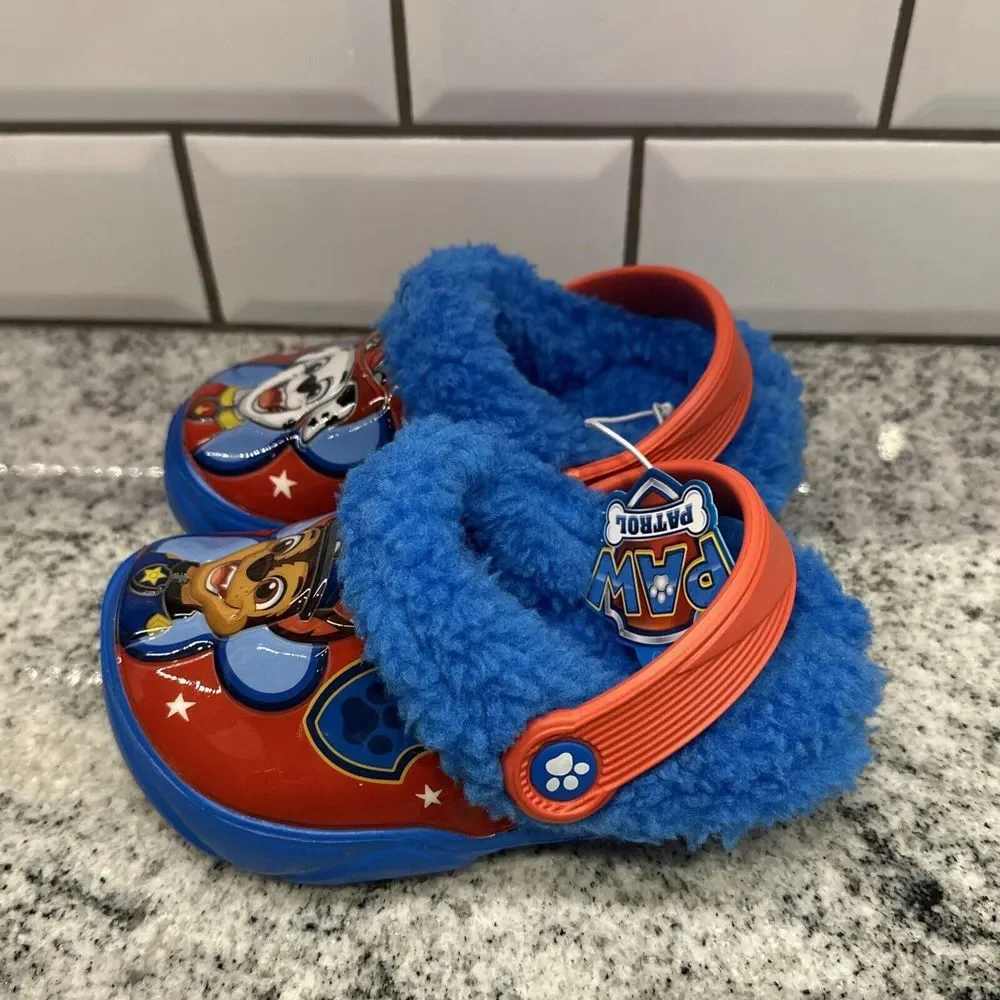 New Clogs Paw Patrol Patch Clog Red Blue US TODDLER C 5/6 Croc Slip‎ On Fleece
